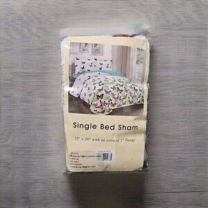 Butterfly Bed Sham Standard Size Single Colorful Multicolor
